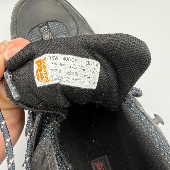 Timberland PRO 40008 Mens Black Leather Work Shoes Steel Toe Low Top 15W Wide - Picture 2 of 8